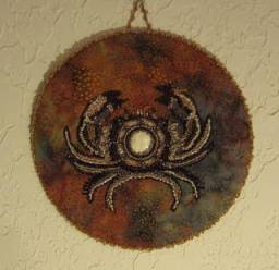 Crab Beaded Fabric Wall Hanging